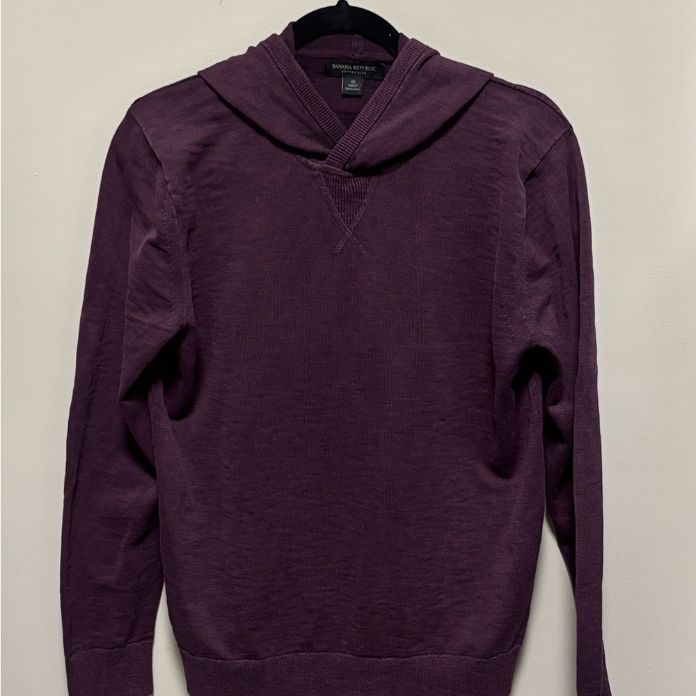 Banana Republic Cotton Club Men's Medium Maroon Sweater Hoodie 100% Cotton